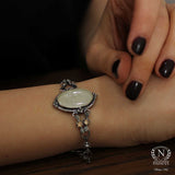 925 Sterling Silver Citrine & Mother-of-Pearl Byzantine Bracelet