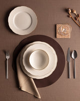 24-Piece White Dinnerware Set with Gold Trim for 6 People