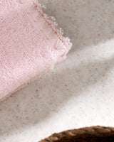 100% Cotton Hand Towel Set - 2 Pack with Crocheted Trim - Powder Pink