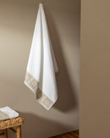 Plush 100% Cotton Bath Towel - Ultra Soft & Absorbent, White & Beige