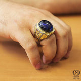 Professional 925 Sterling Silver Oval Synthetic Sapphire Ring