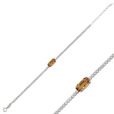 Modern Full Eternity Bracelet with Mixed Cushion & Baguette Crystals