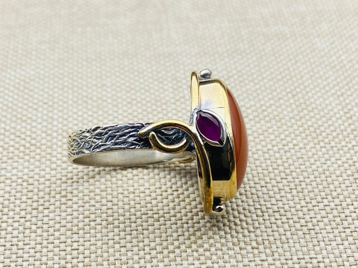 Agate Stone Ladies Silver Ring