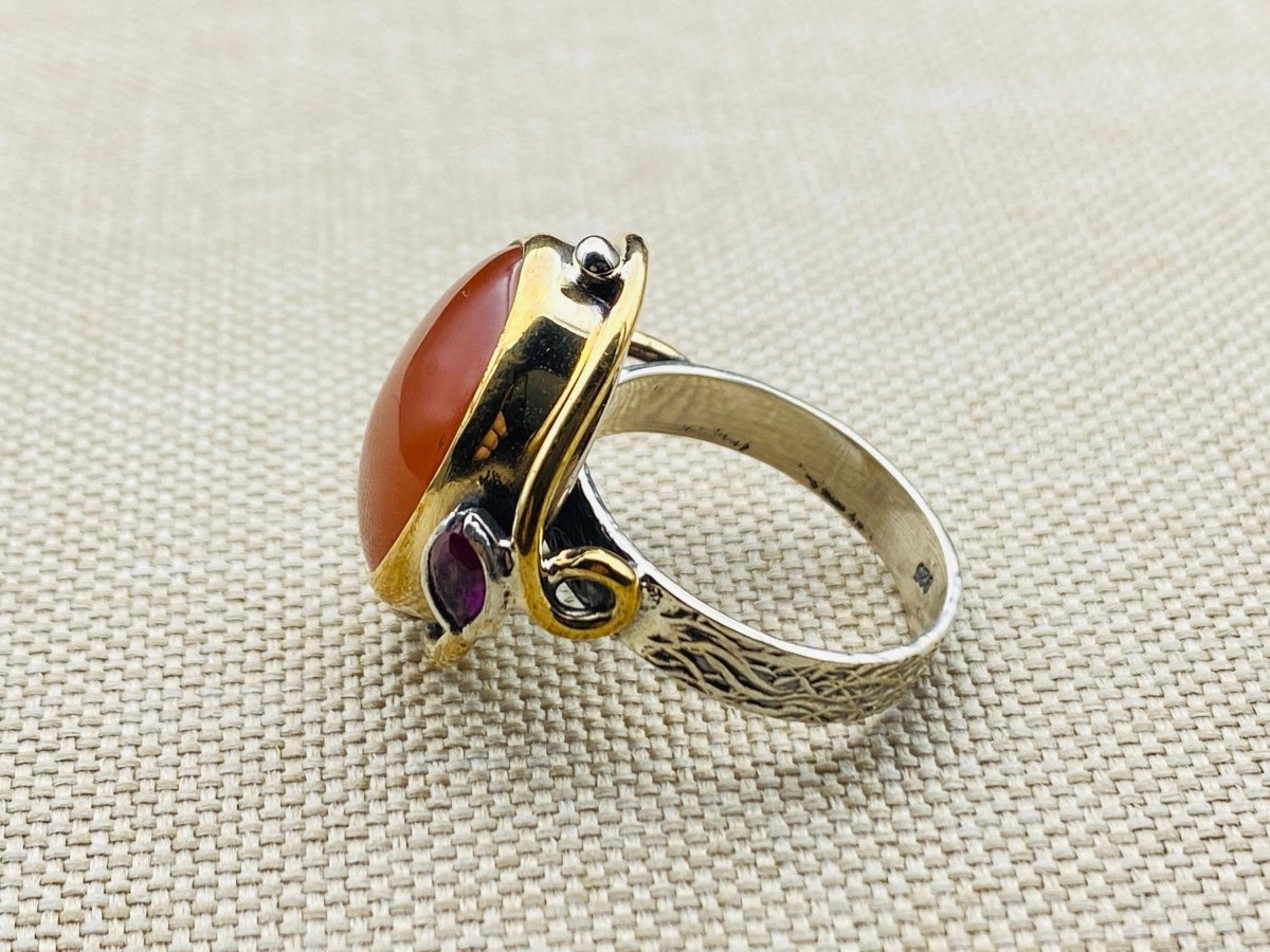 Agate Stone Ladies Silver Ring