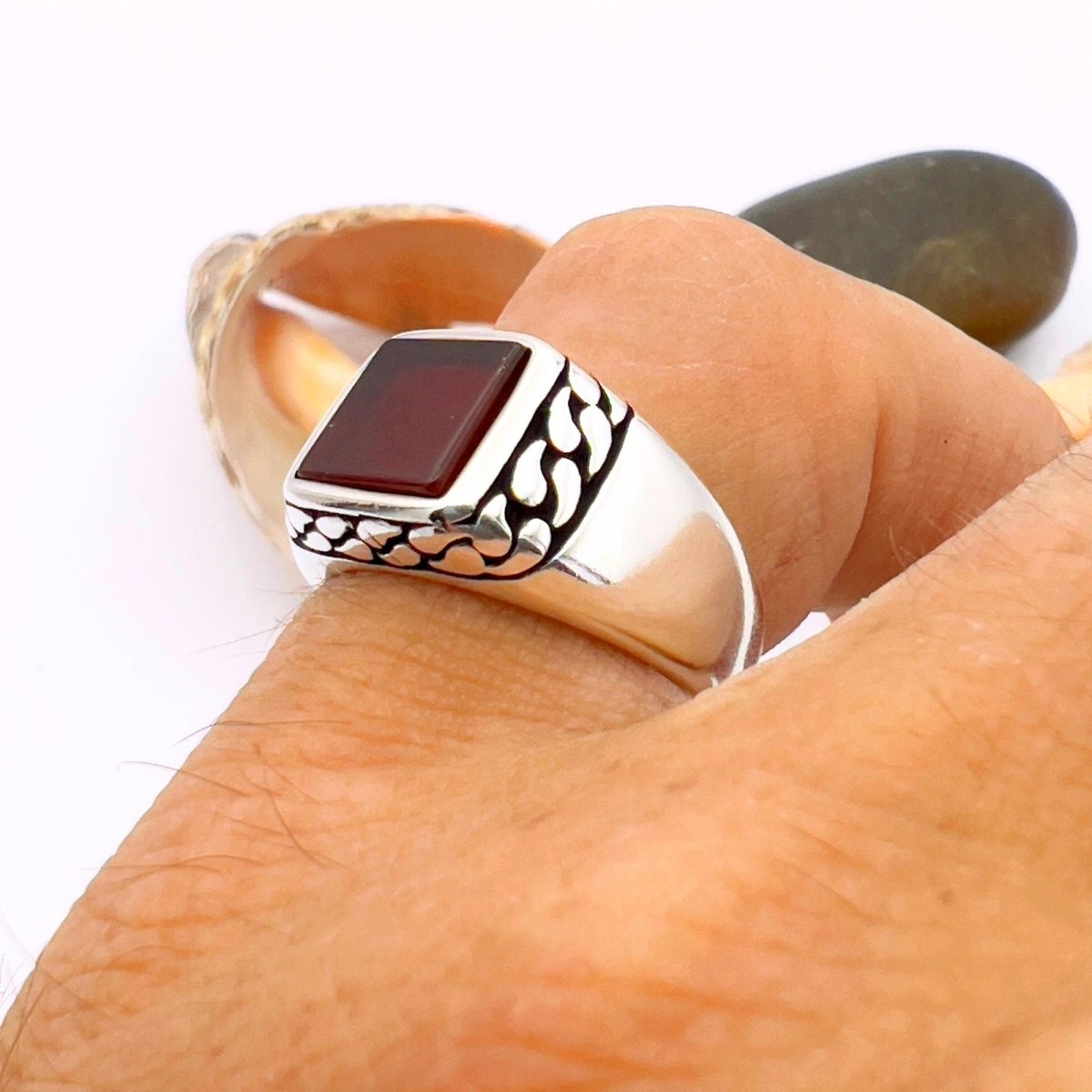 Agate Stone Ring Men