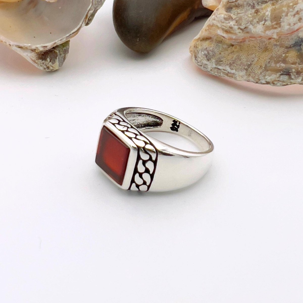 Agate Stone Ring Men