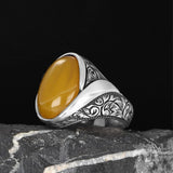 Tesbihevim | Men's Silver Ring with Agate Stone