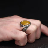 Tesbihevim | Men's Silver Ring with Agate Stone