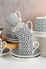 Aldon Premium Turkish Coffee Cup & Saucer Set - 6 Cups, 12 - Piece - TryAladdin