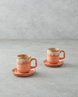 Professional Ceramic 4 Piece Double Coffee Cup Set   Light Orange