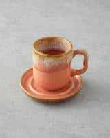 Professional Ceramic 4 Piece Double Coffee Cup Set   Light Orange