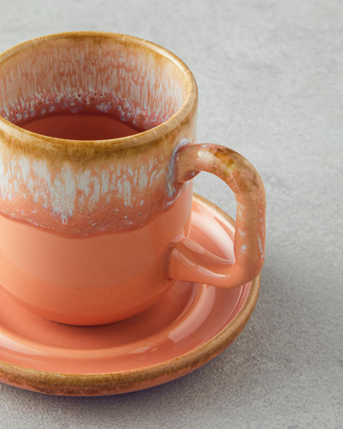 Professional Ceramic 4 Piece Double Coffee Cup Set   Light Orange