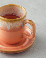 Professional Ceramic 4 Piece Double Coffee Cup Set   Light Orange