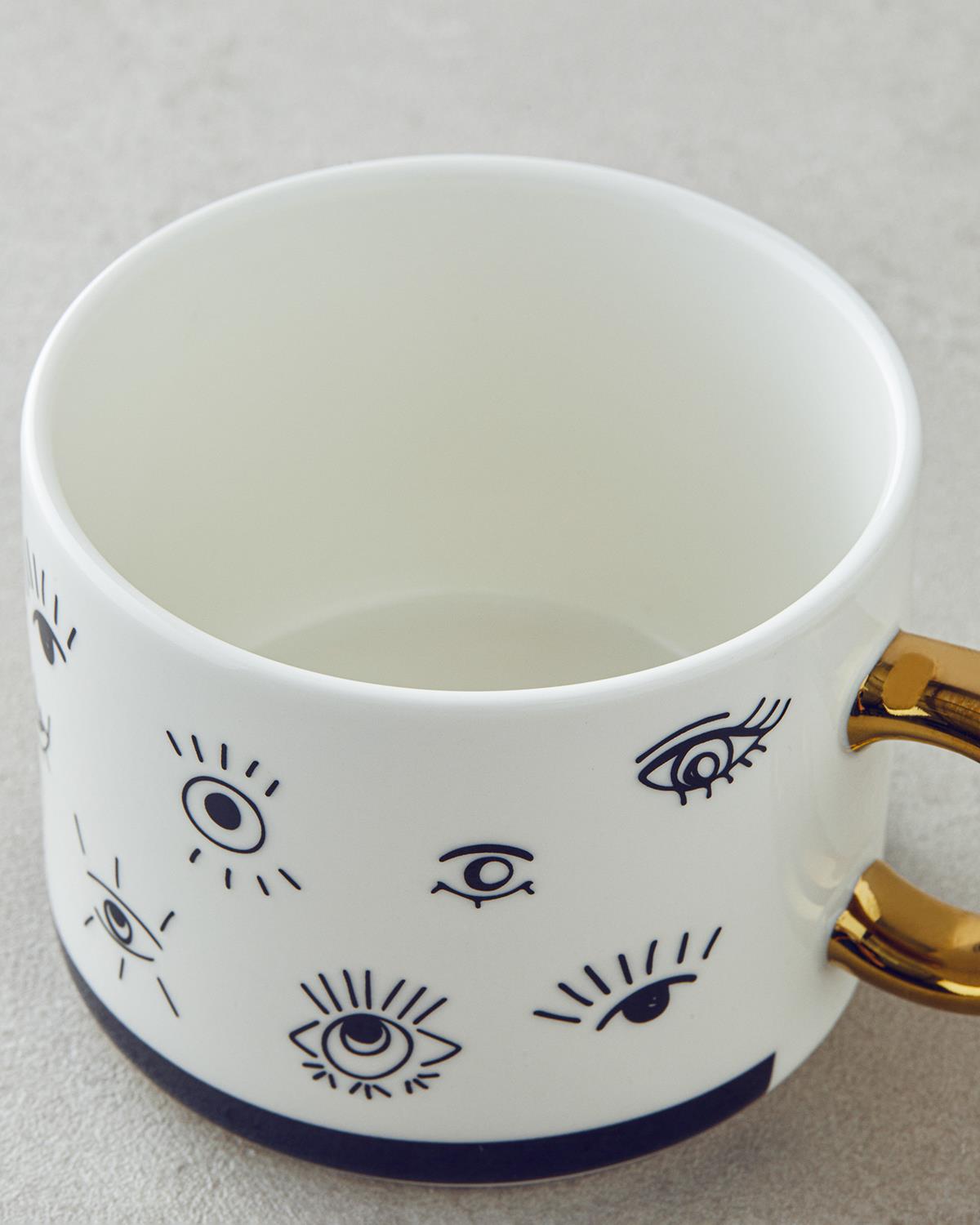 Premium New Bone China Holiday Mug   Black White
