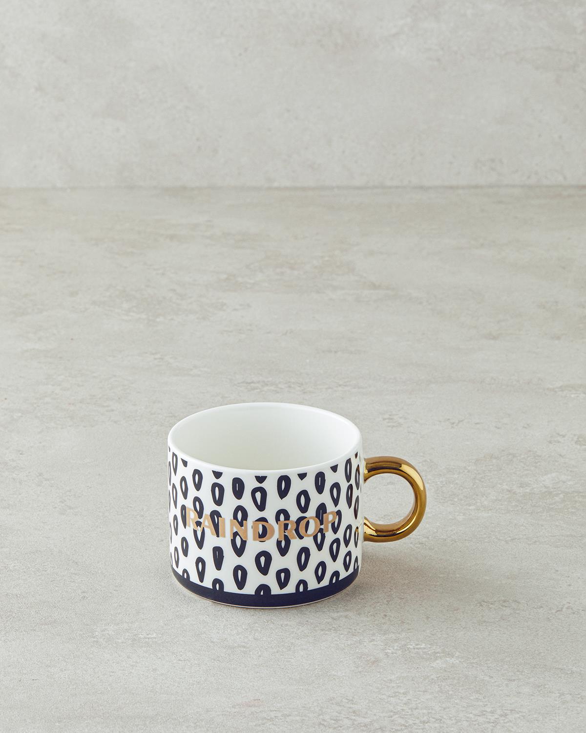 Premium New Bone China Raindrop Holiday Mug Black White