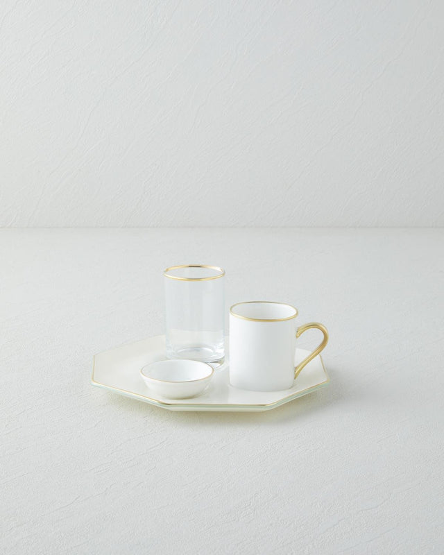 Premium Single Serve Turkish Coffee Presentation Set - Cream Gold 90ml