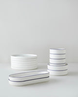 Premium Ceramic Breakfast Set 14 Piece 6 Person Navy Red