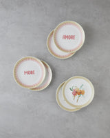 Elegant Porcelain Dessert Plate Set   Pink Green   6 Count