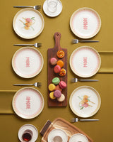 Elegant Porcelain Dessert Plate Set   Pink Green   6 Count