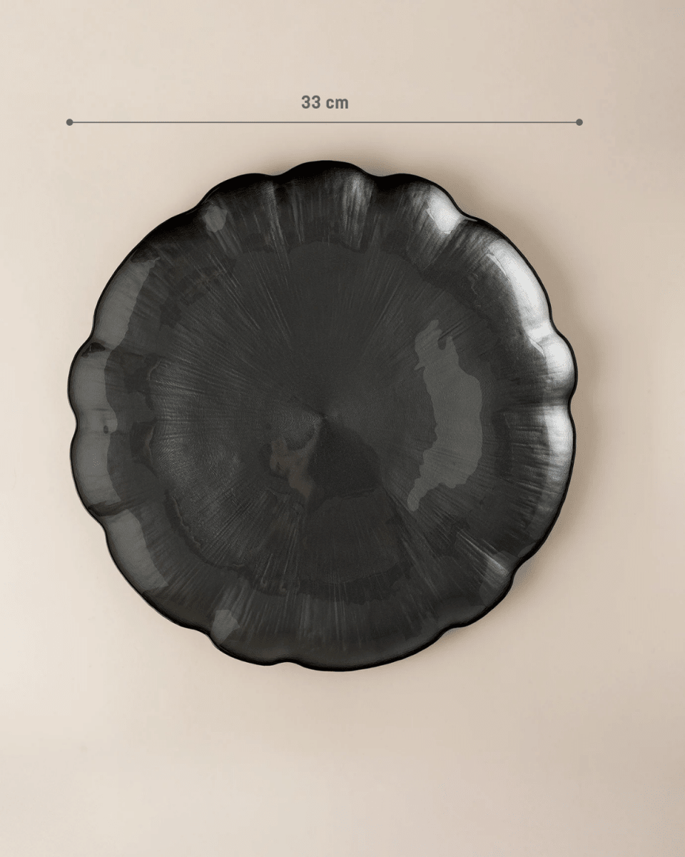 Anemone Grey Charger Plate - 33 cm Round Decorative Table Mat - TryAladdin