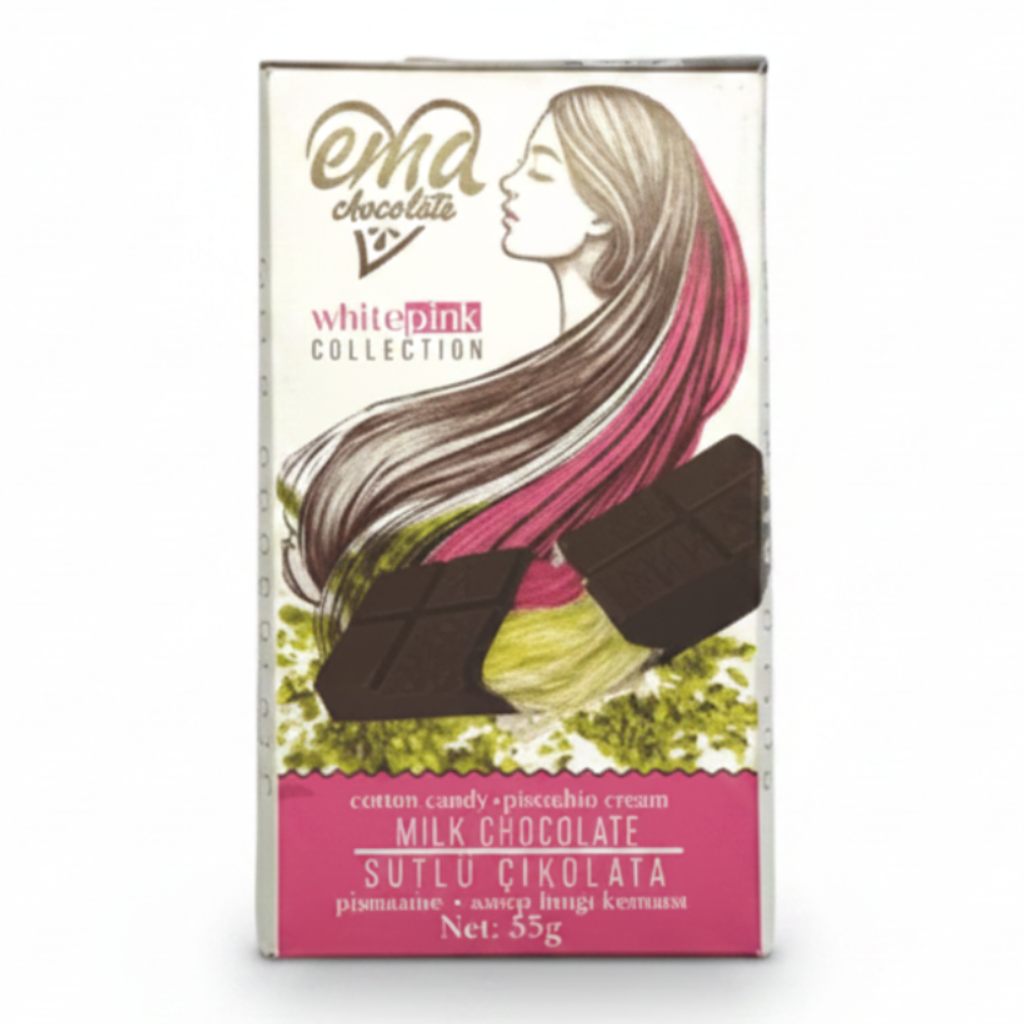ピスタチオと綿菓子入りエンジェルヘアミルクチョコレート - 55gr