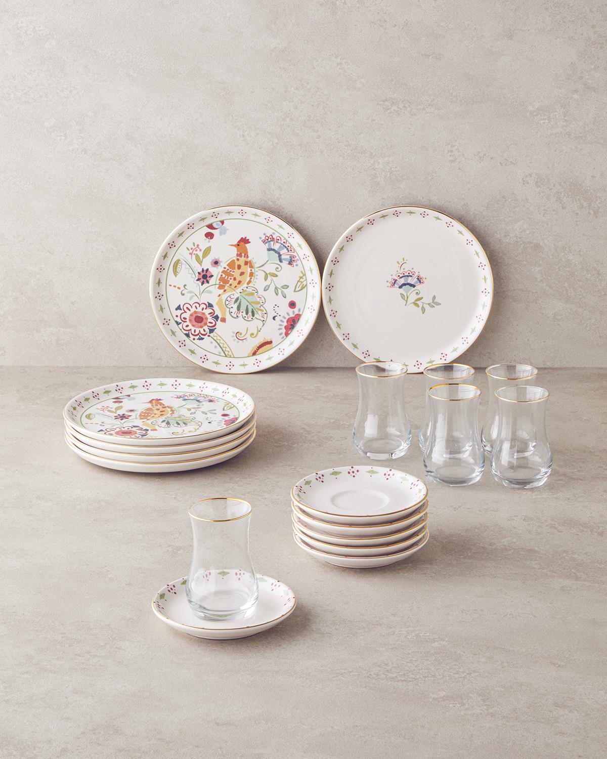Professional Grade Colorful Ceramic Dessert Set 18 Piece Collection