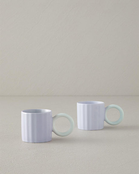 Premium Angled New Bone China Coffee Cup Set - 90ml Lila