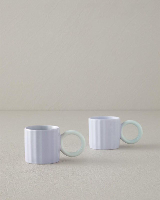 Premium Angled New Bone China Coffee Cup Set - 90ml Lila
