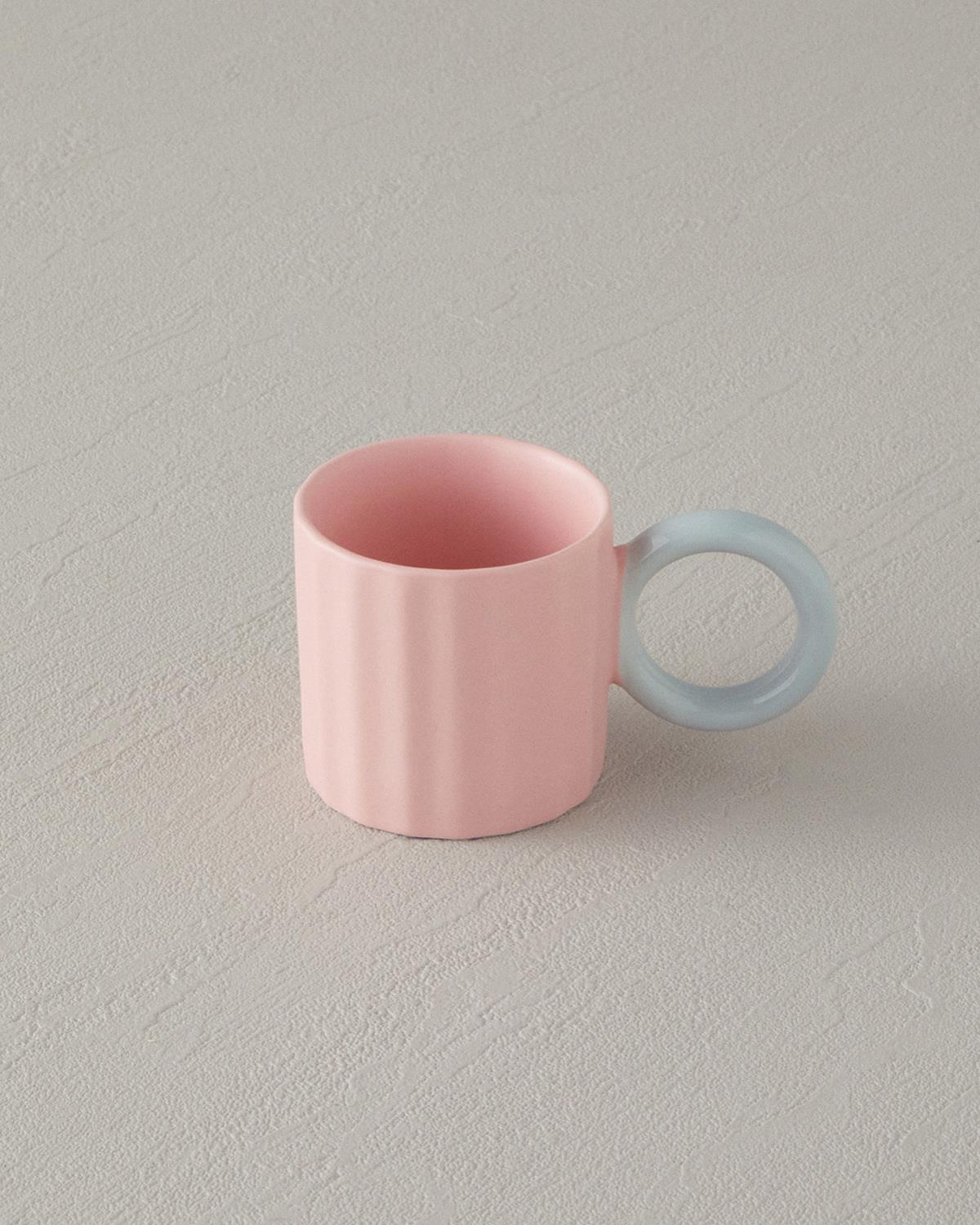 Professional Angled New Bone China Espresso Cup Set Light Pink