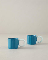 Professional Angled New Bone China Espresso Coffee Cup Saucer Set Turquoise