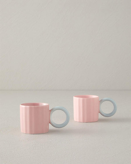 Professional Angled New Bone China Espresso Cup Set Light Pink