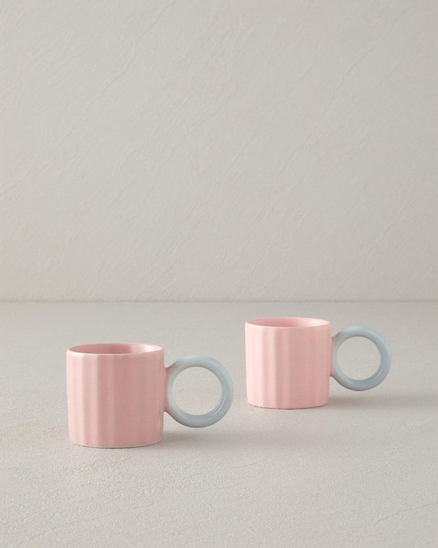 Professional Angled New Bone China Espresso Cup Set Light Pink
