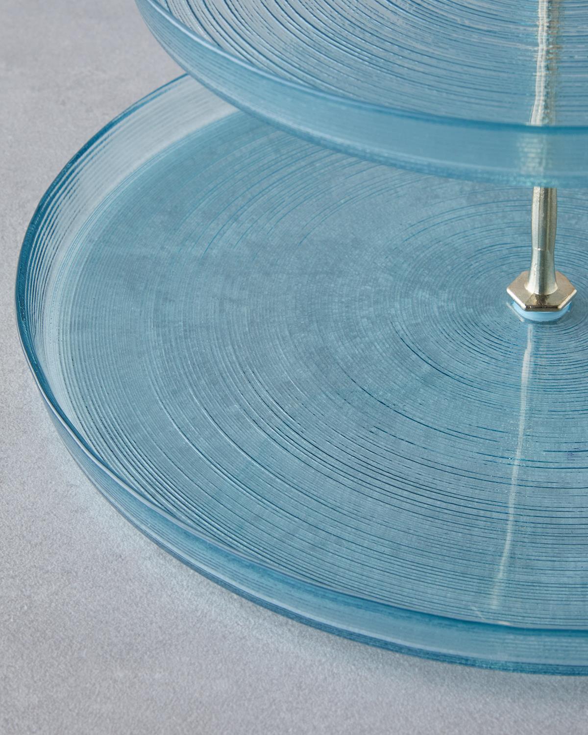 Professional Multi Tier Glass Serving Platter Blue