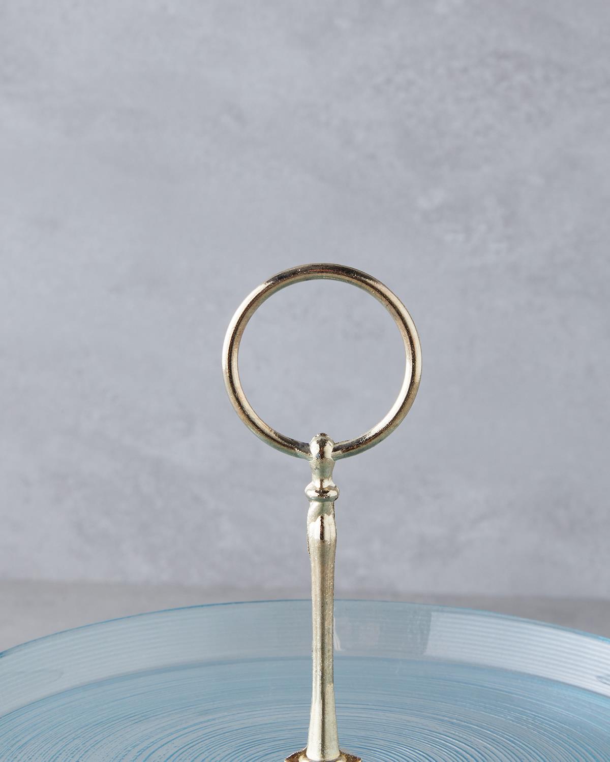 Professional Multi Tier Glass Serving Platter Blue