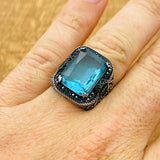 Aquamarine Square Ring