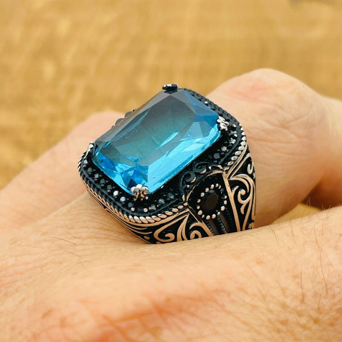 Aquamarine Square Ring