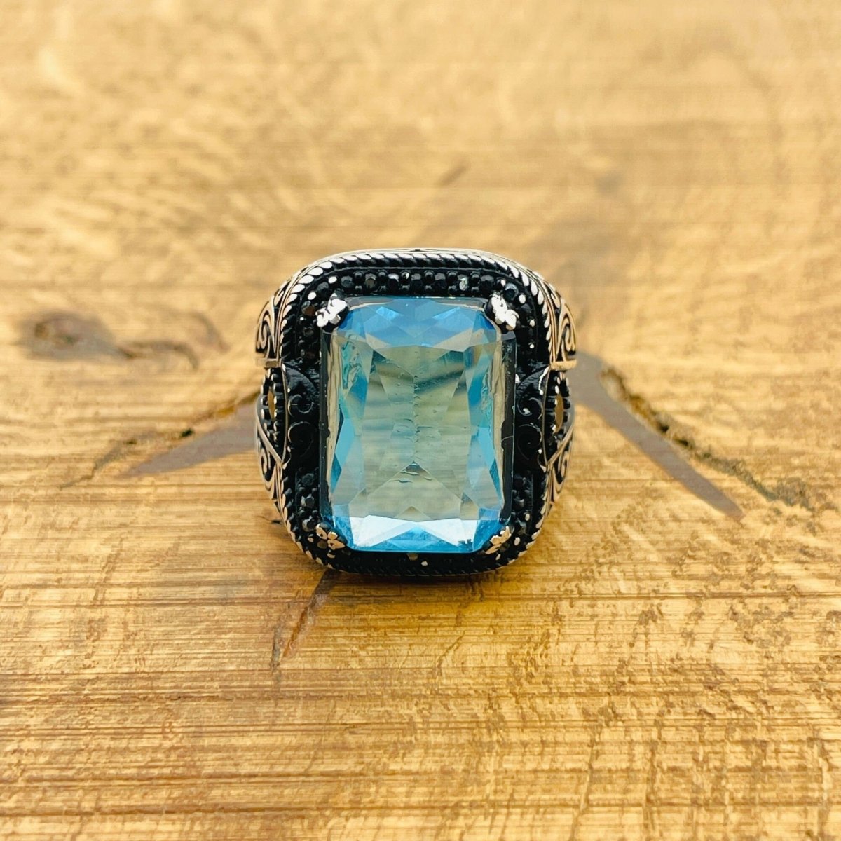 Aquamarine Square Ring