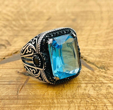 Aquamarine Square Ring