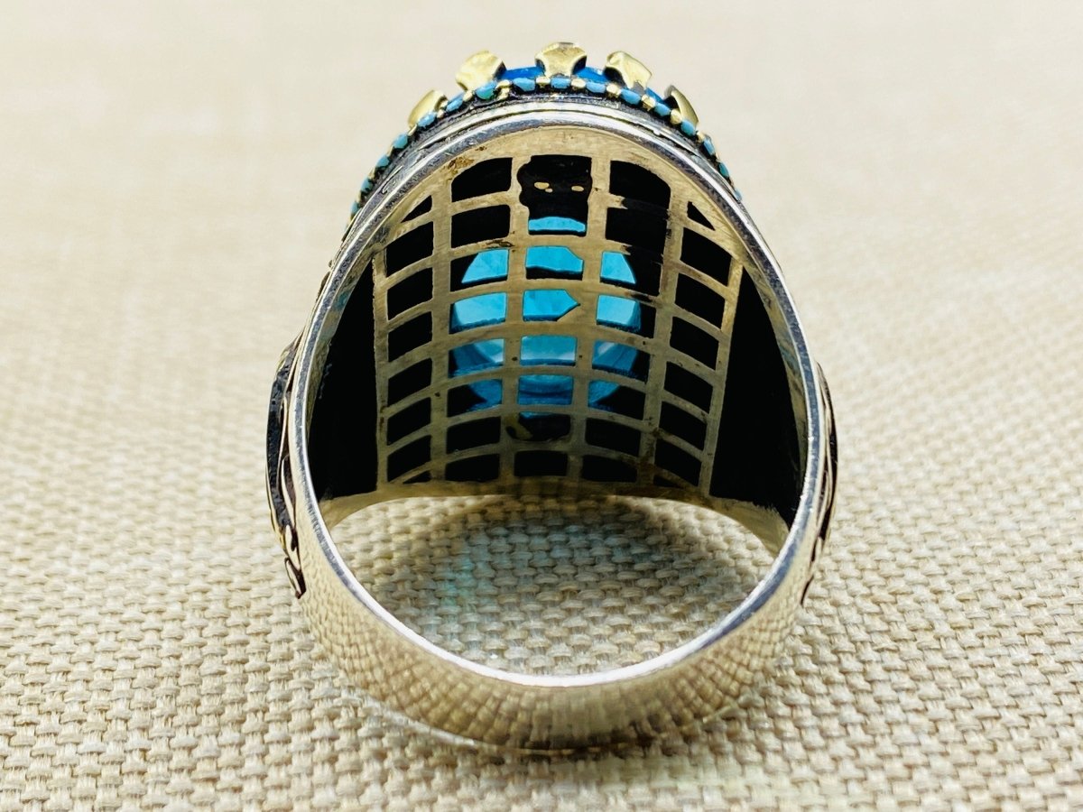 Aquamarine Stone Silver Men's and Women's Ring