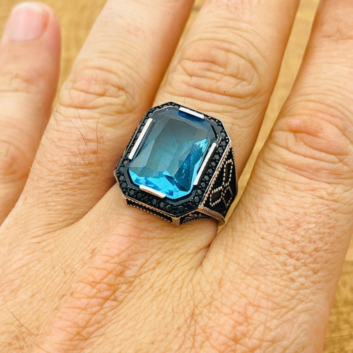 Aquamarine Stone Silver Ring