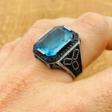 Aquamarine Stone Silver Ring