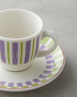 Premium Bone Porcelain Coffee Cup Set 4 Piece Green Purple 90ml Capacity