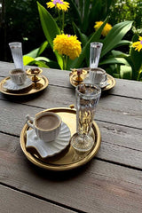 Ariana Style Premium Pearl Turkish Coffee Cup and Saucer Set - 12 Piece Serving Kit - TryAladdin
