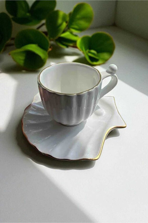 Ariana Style Premium Pearl Turkish Coffee Cup and Saucer Set - 12 Piece Serving Kit - TryAladdin