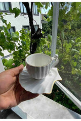 Ariana Style Premium Pearl Turkish Coffee Cup and Saucer Set - 12 Piece Serving Kit - TryAladdin