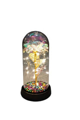 Artificial Eternity Red Rose in Glass Dome - LED Lighted 19cm - TryAladdin