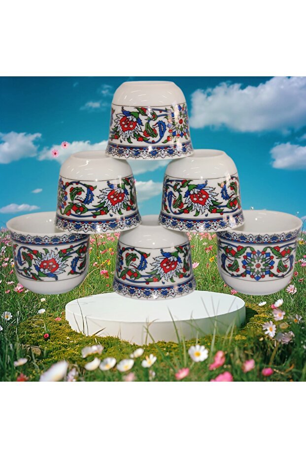 Artisanal Turkish Porcelain Coffee & Espresso Serving Set - 6 - Piece Set - TryAladdin