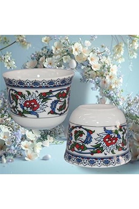 Artisanal Turkish Porcelain Coffee & Espresso Serving Set - 6 - Piece Set - TryAladdin