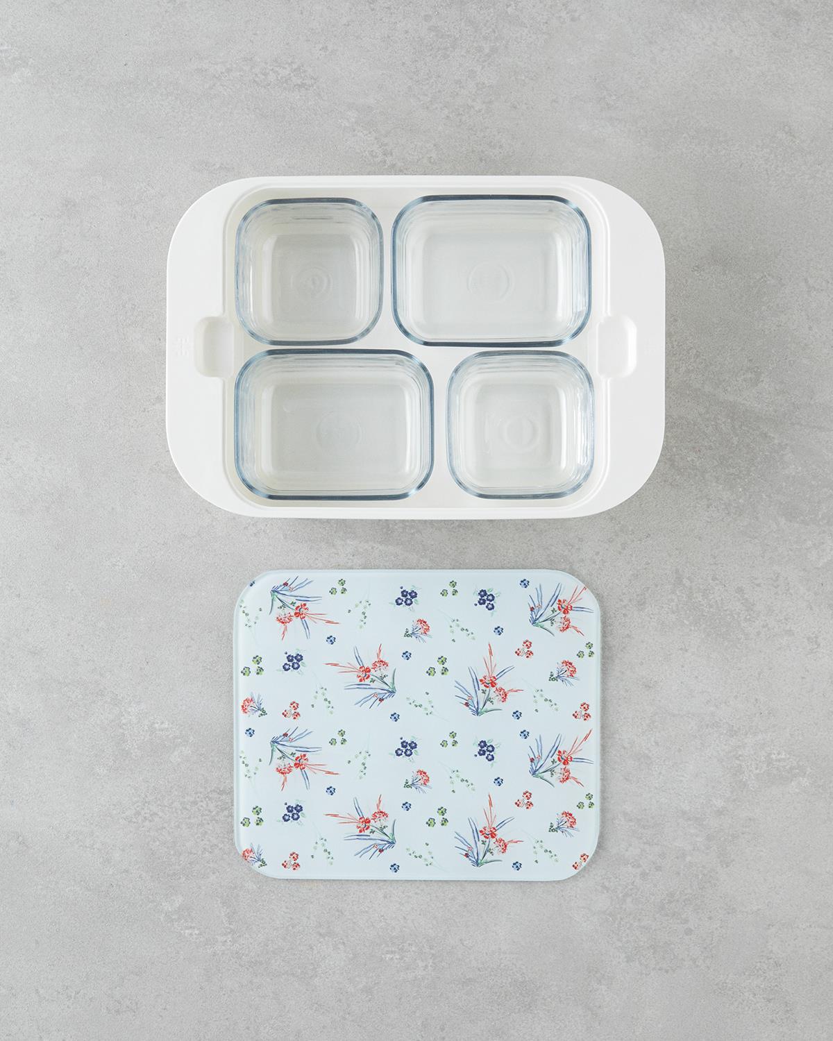 Durable Melamine 4 Piece Breakfast Serving Set Artistic Garden Colorful