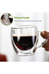 Arvale Premium Double Wall Borosilicate Glass Mugs with Handles - Set of 2 x 250ml - TryAladdin